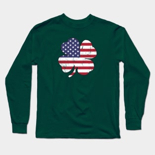 American Flag Shamrock Long Sleeve T-Shirt